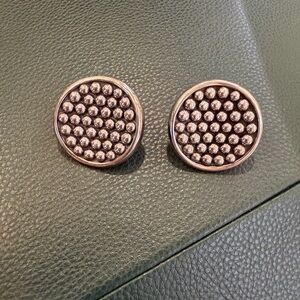 Lagos caviar circle earrings in sterling silver
